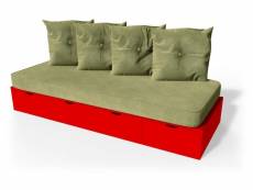 Banquette cube 200 cm + futon + coussins rouge BANQ200S-Red