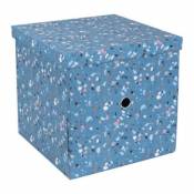 Boîte de Rangement carrée avec couvercle Terrazzo coloris bleu