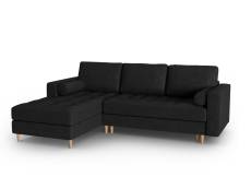Canapé d'angle 5 places en imitation cuir noir