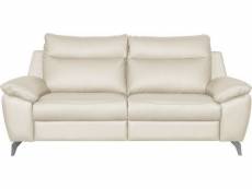 Canapé taille 2 places en 100% tout cuir épais de luxe italien, perla, couleur écru