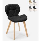 Chaise de cuisine bar restaurant au design nordique pieds bois tissu Whale Couleur: Noir