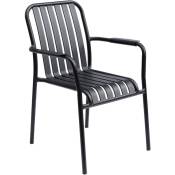 Chaise de terrasse avec accoudoirs en aluminium noire - Noir