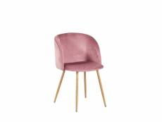Chaise rétro en velours rose avec pieds en métal-fauteuil pour salle à manger
