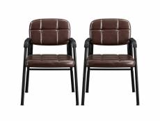 Chaises de récéption siège rembourré en smili-cuir fauteuil d'accueil visiteur brun