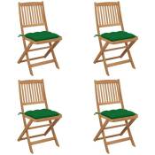 Chaises pliables de jardin 4 pcs avec coussins Bois