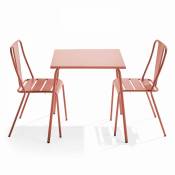Ensemble table de jardin carrée et 2 chaises bistrot argile - Palavas - Argile