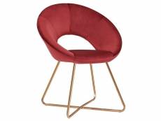 Fauteuil chaise lounge design en velours rouge pieds en métal fal09040