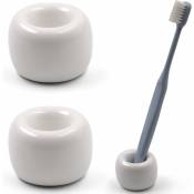Heytea - Mini céramique fait à la main Couple porte-brosse à dents support pour comptoirs de vanité de salle de bain, blanc, paquet de 2