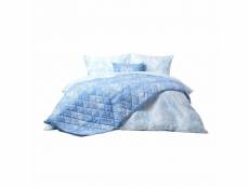 Homescapes couvre-lit bleu toile de jouy en polycoton, 200 x 200 cm SF2029