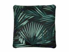 Housse de coussin 40 x 40 cm déhoussable jacquard motif palmes vert