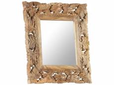 Icaverne - miroirs categorie miroir sculpté à la main marron 50x50cm bois de manguier massif