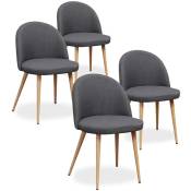 Intensedeco - Lot de 4 chaises scandinaves Cecilia tissu Gris foncé - Gris foncé