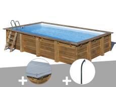 Kit piscine bois Gré Evora 6,20 x 4,20 x 1,33 m + Bâche hiver + Douche