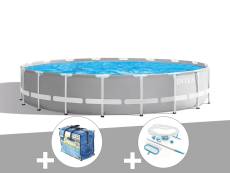 Kit piscine tubulaire Intex Prism Frame ronde 5,49 x 1,22 m + Bâche à bulles + Kit d'entretien