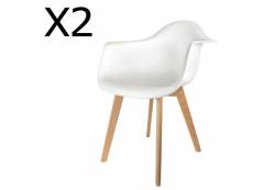Lot de 2 fauteuils pour enfant en bois coloris blanc - dim : h 58.4 x l 42.8 x p 41 cm - pegane -