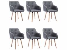 Lot de chaises de salle à manger 6 pcs gris foncé tissu - gris - 52 x 55 x 84 cm