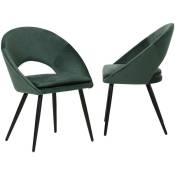 Made In Meubles - Chaise style fauteuil en velours vert sapin Elouan (lot de 2) - Vert