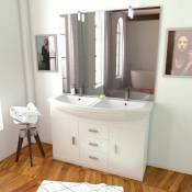 Meuble de salle de bain blanc double vasque 120cm sur