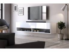 Meuble tv fonctionnel elwina 140 cm blanc mat / blanc