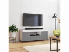 Meuble tv - gusto - 137 cm - blanc mat / gris mat -