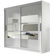 Mobilier1 - Armoire Atlanta 101, Blanc, 215x180x58cm, Portes d'armoire: Glissement - Blanc