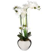 Orchidée artificielle vase céramique argent H53cm