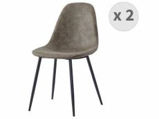 Orlando - chaise microfibre marron clair pieds métal noir (x2) Chaise microfibre vintage brun clair pieds métal noir (x2)