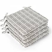 Oviala - Lot de 4 galettes de chaise polyester tempu 40x40x3 cm - Blanc/Noir