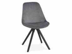 Paris prix - chaise vintage en velours "marty" 84cm gris & noir