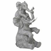 Paris Prix Statuette Déco Éléphant avec Enfant 23cm Gris