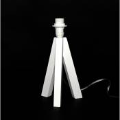 Pied de lampe trépied en bois blanc au design moderne dans le style scandinave E14 IP20 avec interrupteur - Blanc - Blanc