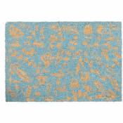 Relaxdays - Paillasson coco, motif à fleurs, tapis d’entrée pour l’intérieur et l’extérieur, 40 x 60 cm, bleu