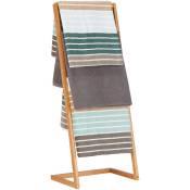 Relaxdays Porte-serviettes sur pied 4 bras salle de bain bambou échelle valet serviteur HxlxP: 100 x 40 x 30 cm, nature