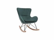 Rocking chair design en tissu velours côtelé vert,
