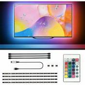 Ruban LED TV 5050 RGB + blanc 6000K, éclairage LED Novostella 2M avec 72 LED 20 couleurs, alimentation USB, pour moniteur HDTV / PC 40-60
