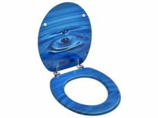 Siège de toilette abattant wc avec couvercle mdf bleu gouttes d'eau helloshop26 02_0002928