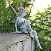Statue de fée Assise, Ornement de Jardin en résine Artisanat aménagement paysager décoration de Cour Parfaite Vacances/Cadeau d'anniversaire()