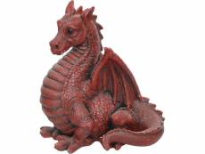 Statue de jardin dragon ailé rouge en résine 51 cm