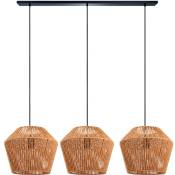 Suspension Table à Manger Osier Boho Lampe Suspendue E27 Rotin Lampe à suspension - Noir, Nature (Ø33cm) - Paco Home