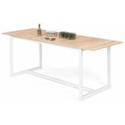 Table à manger extensible rectangle detroit 6-10 personnes design industriel bois et métal blanc 160-200 cm - Bois-clair