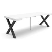 Table console extensible, Console meuble, 220, Pour 10 personnes, Pieds bois massif, Style moderne, Blanc - Skraut Home