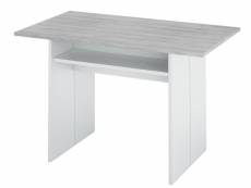 Table escamotable, blanc artic/béton - dim : 75 x 120 x 35 cm -pegane- PEGANE