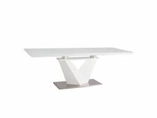 Table extensible rectangulaire blanc brillant 160 cm