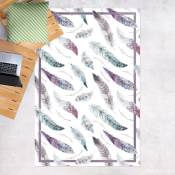 Tapis en vinyle - Boho Watercolour Feathers In Aubergine