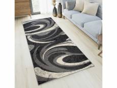 Tapiso dream tapis passage vagues noir gris 70 x 250