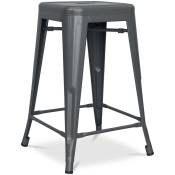 Tolix Style - Tabouret de bar - Design industriel - Acier mat - 60cm - Nouvelle édition - Stylix Gris foncé - Acier, Metal - Gris foncé