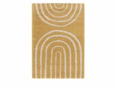 Victoria iii - tapis contemporain à motif géométrique - couleur - jaune moutarde, dimensions - 160x230 cm