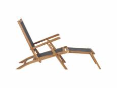 Vidaxl chaise de terrasse avec repose-pied bois de teck solide noir 47410