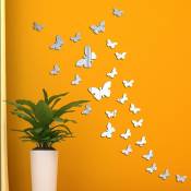 25 Pièces Sticker Mural Papillon 3D, Acrylique Miroir