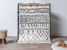 Bobochic tapis shaggy sari motif berbère noir + blanc 160x230